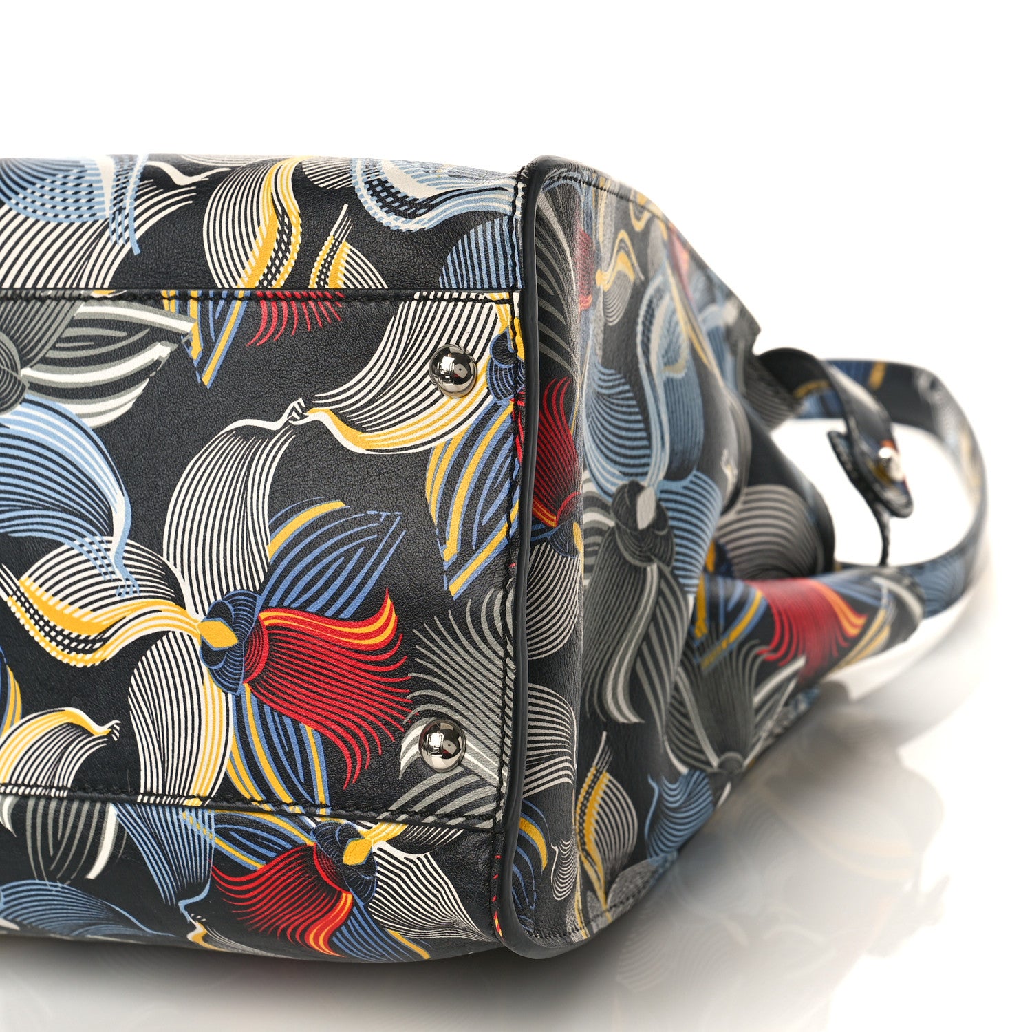 Fendi Calfskin Orchid Large Peekaboo Iconic Satchel Black Multicolor 8 of 8