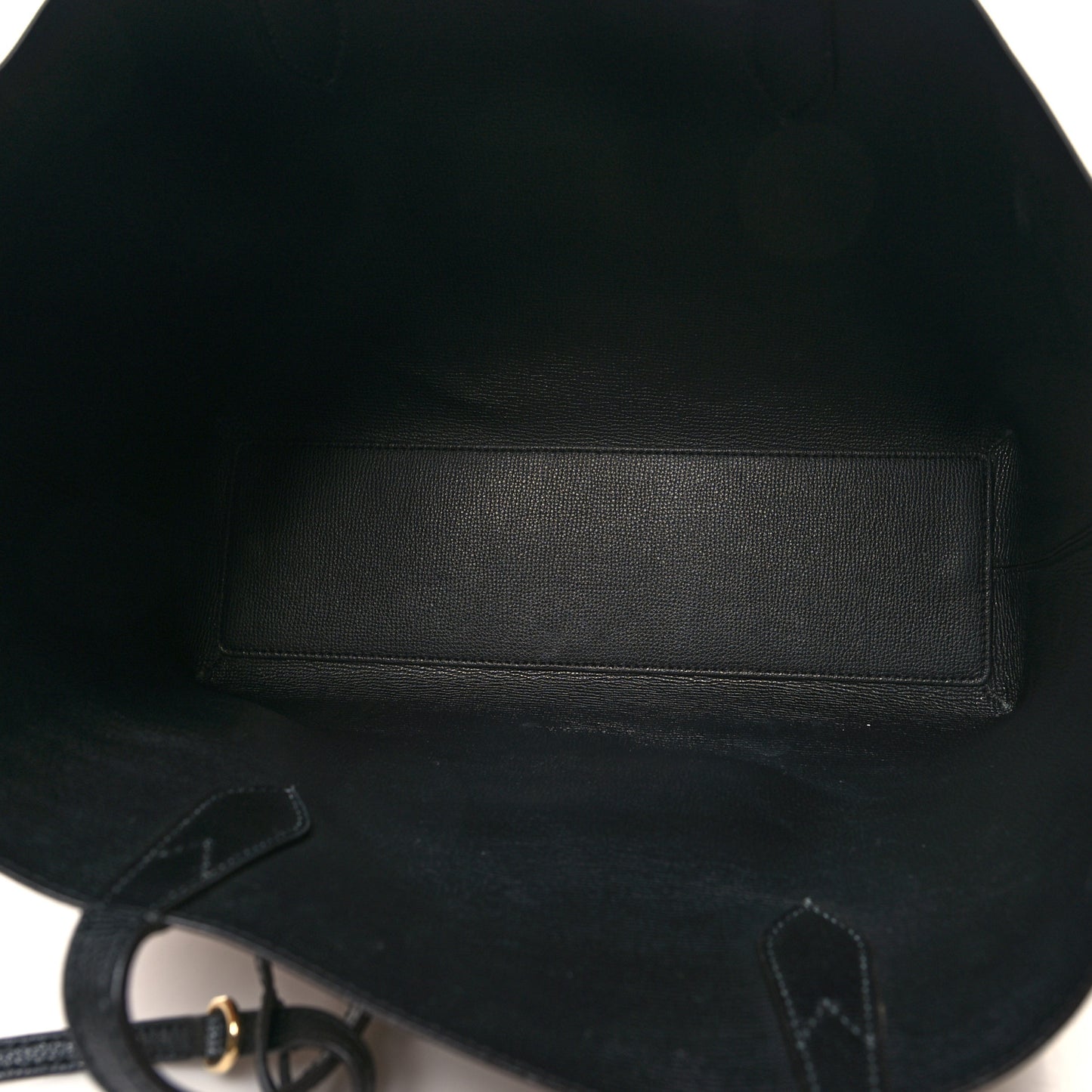 Grainy Calfskin Haymarket Check Medium Reversible Tote Black