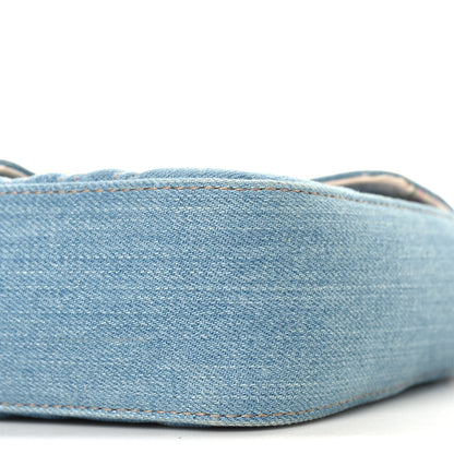 Gucci Denim Matelasse Mini Pearly GG Marmont Shoulder Bag Blue 10 of 10