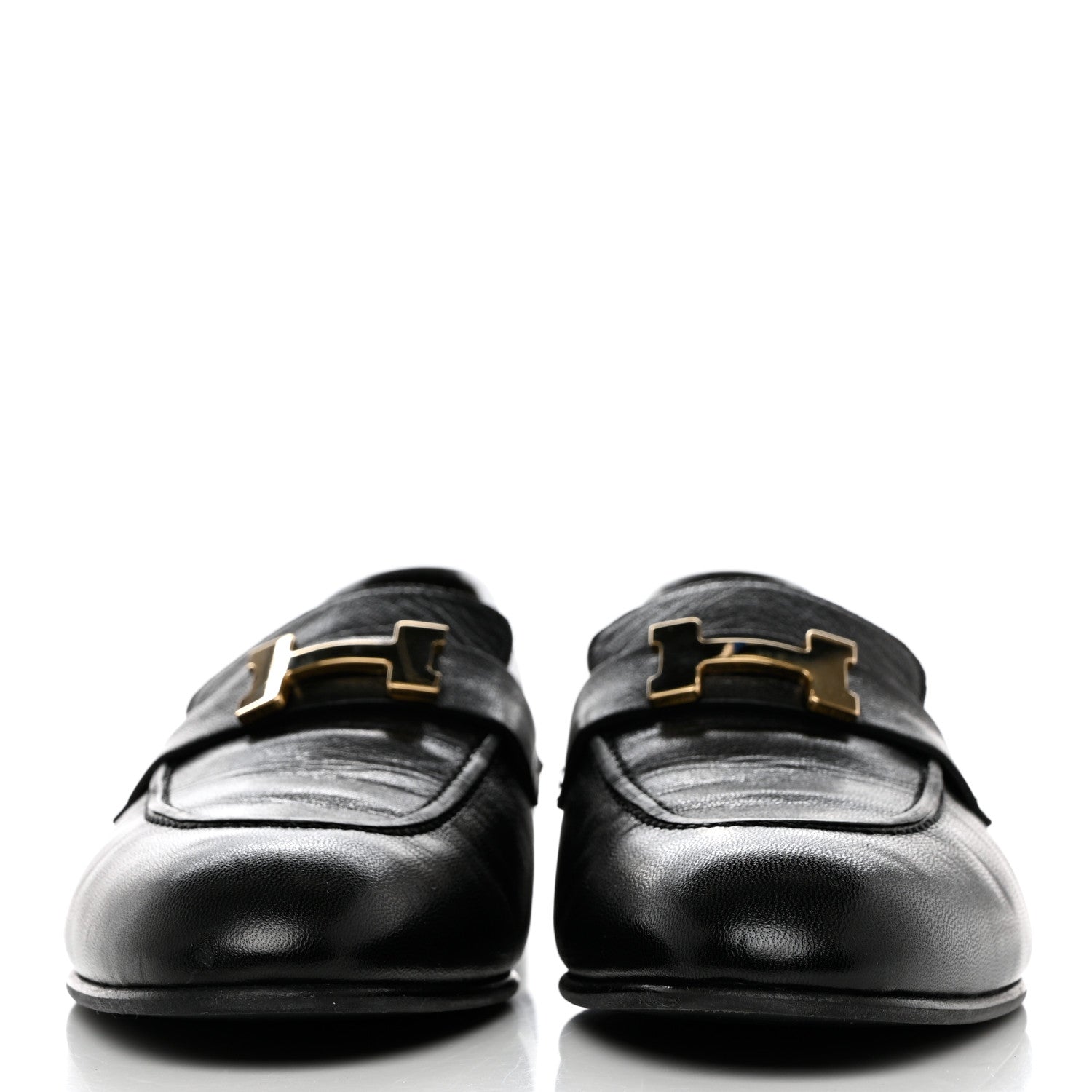 Hermes Goatskin Womens Paris Loafers 39 Black 2 of 9