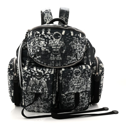Chanel Sequin Nylon Lambskin Astronaut Essentials Backpack Black White 1 of 11