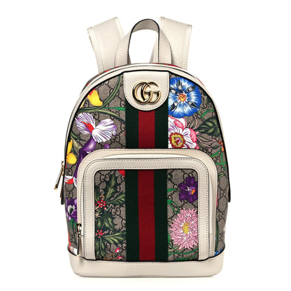 Gucci GG Supreme Monogram Flora Web Small Ophidia Day Backpack White 1 of 11