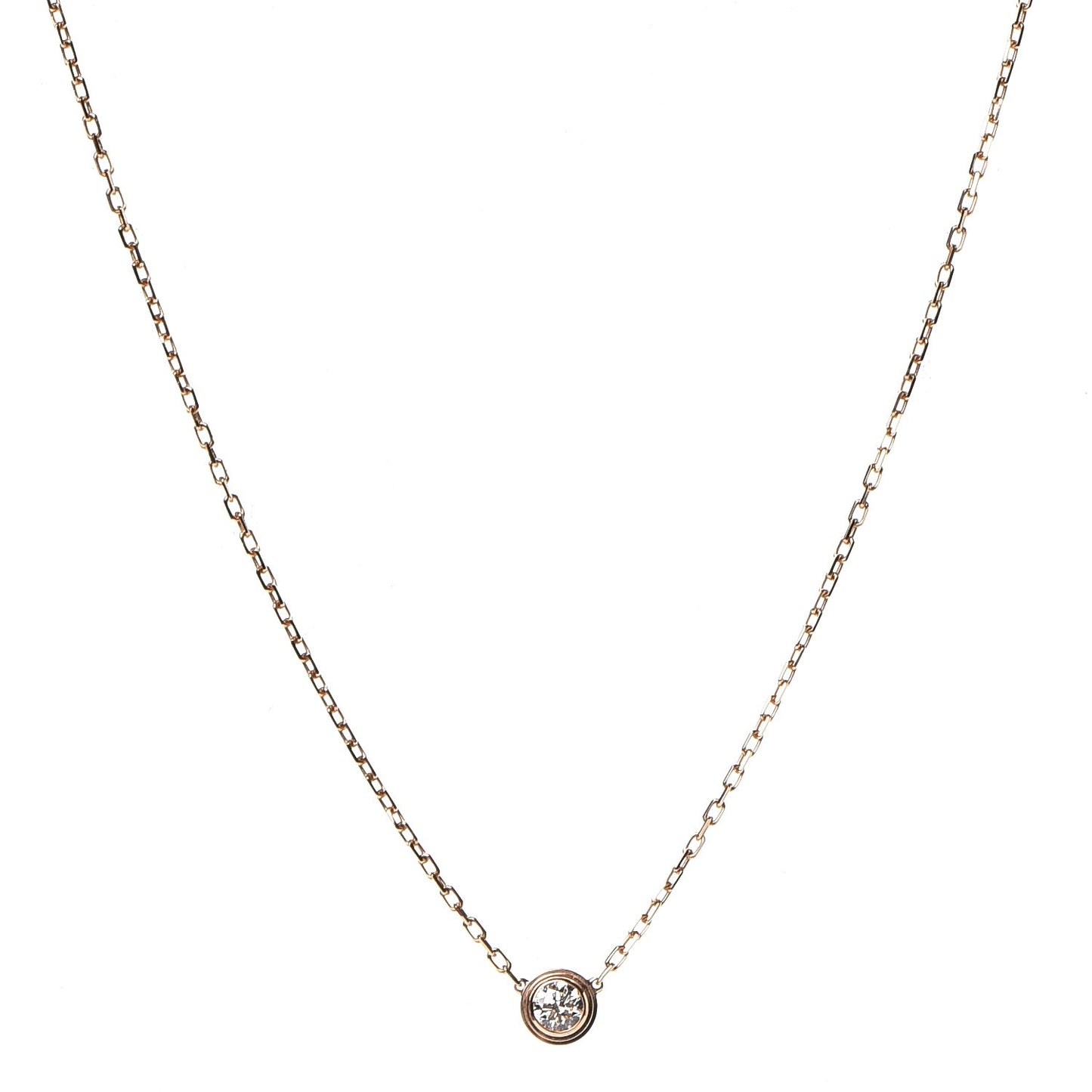 18K Pink Gold Diamond LM D'Amour Pendant Necklace