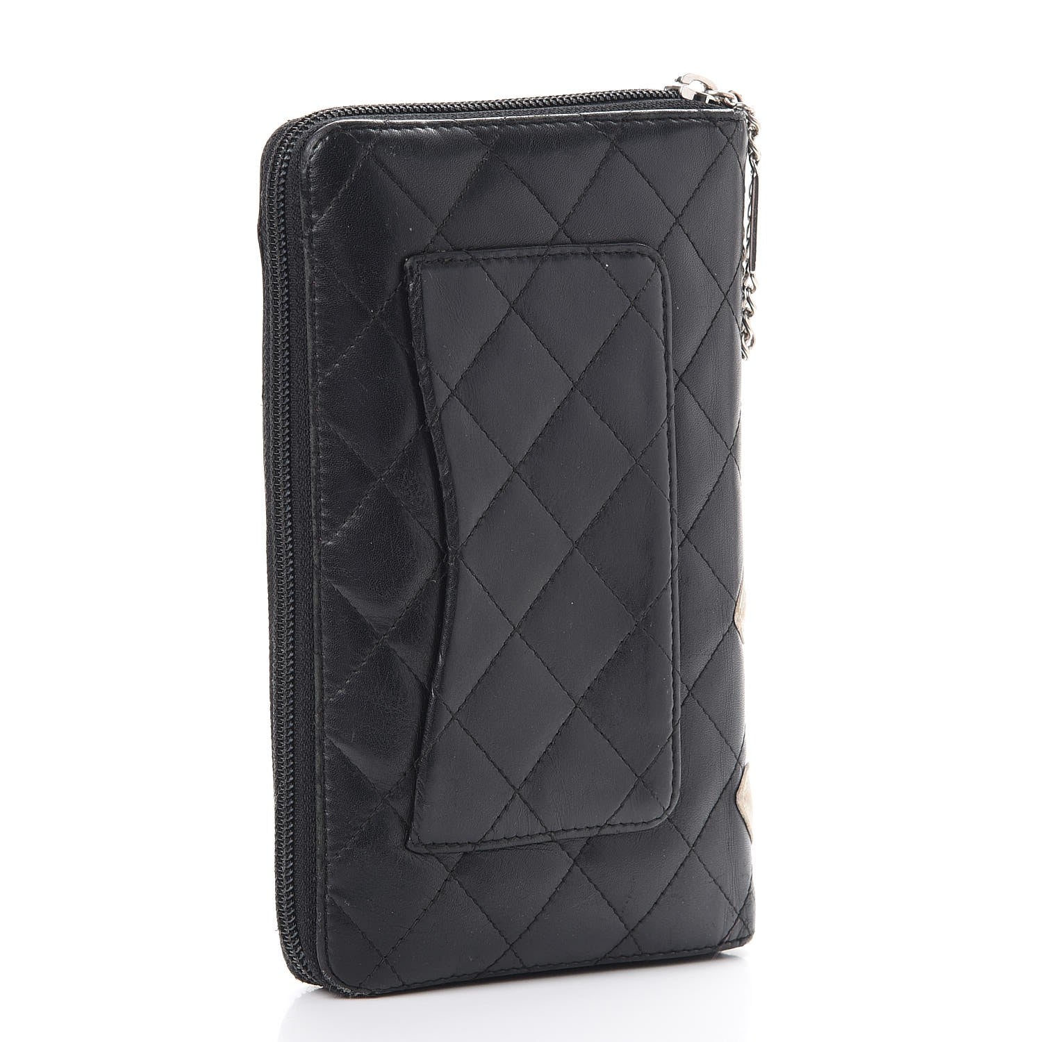 Chanel Cambon Zip Around Organizer Wallet Black White 3 of 25