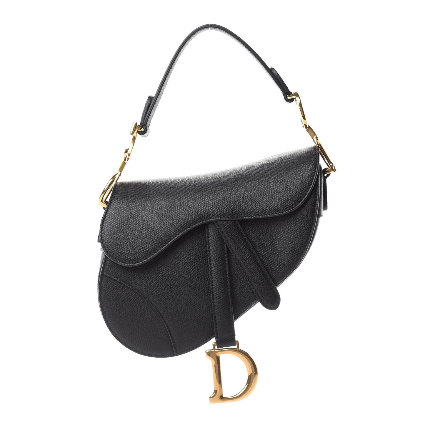 Grained Calfskin Mini Saddle Bag Black