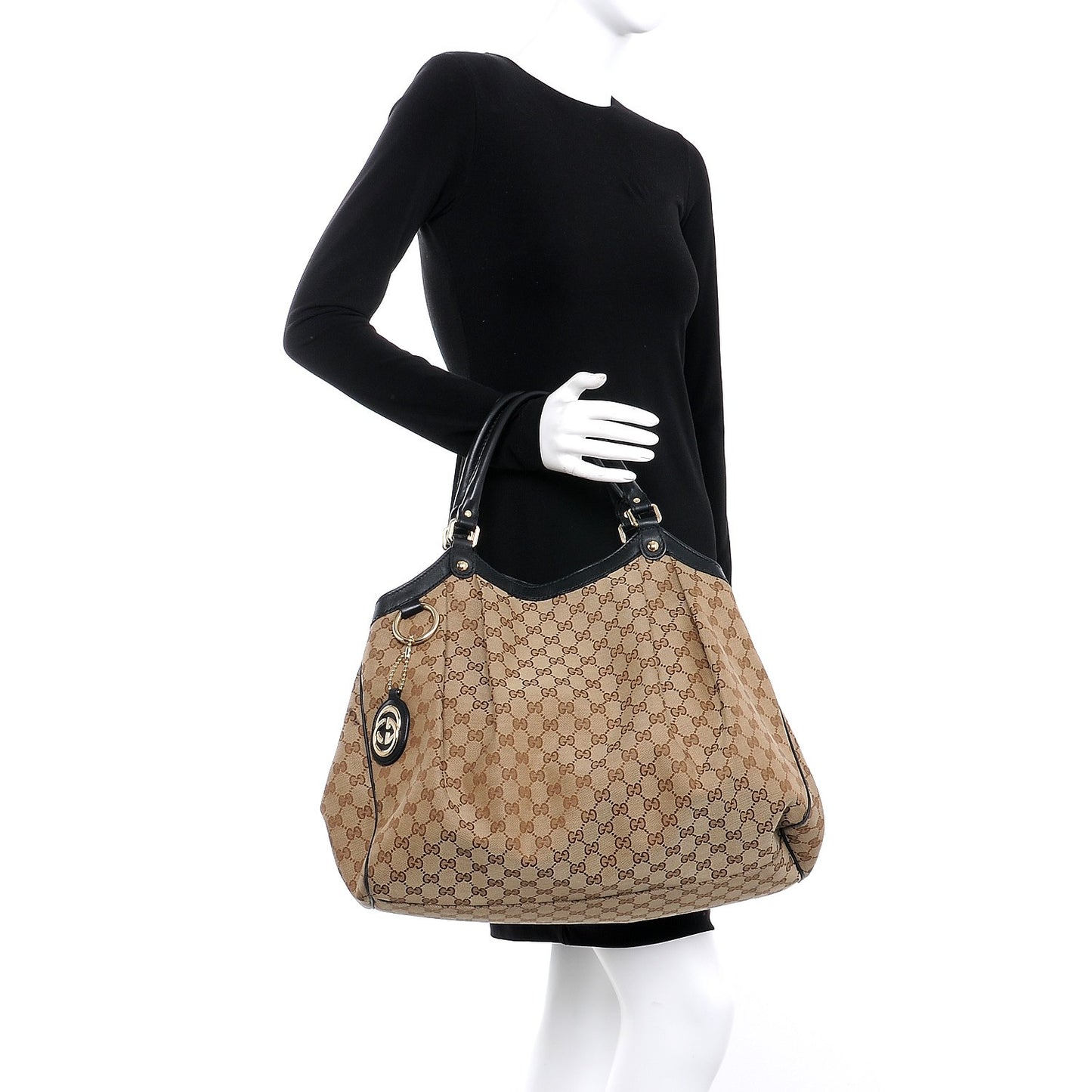 Monogram Large Sukey Tote Beige Ebony Black