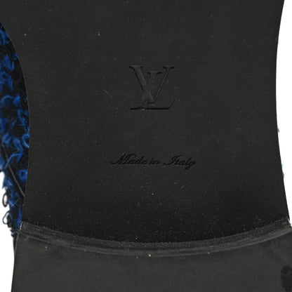 Louis Vuitton Tweed Calfskin Wonderland Flat Ranger Boots 39 Blue Black 6 of 8