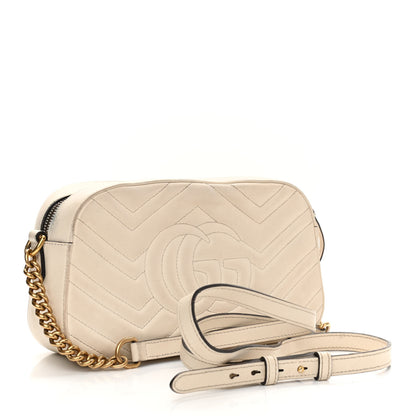 Gucci Calfskin Matelasse Animal Studs Small GG Marmont Chain Shoulder Bag White 3 of 14