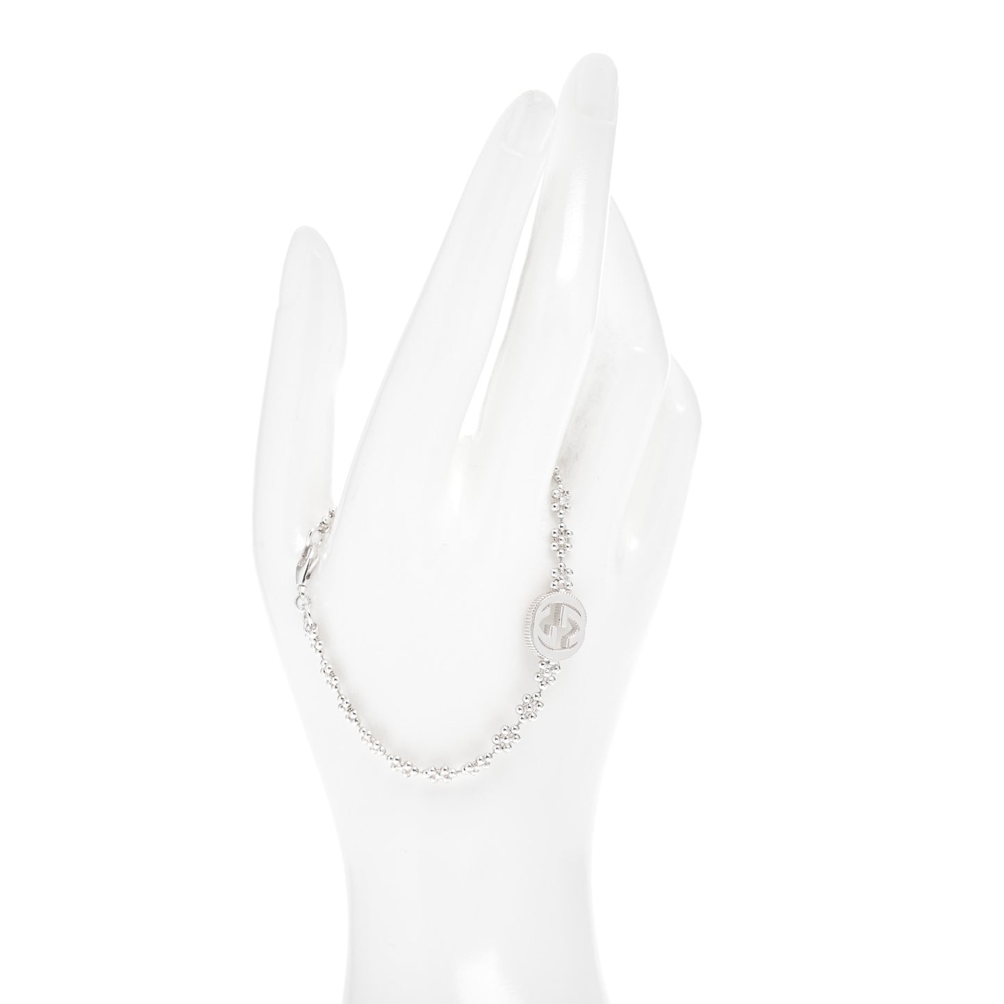Sterling Silver Interlocking GG Beaded Flower Bracelet