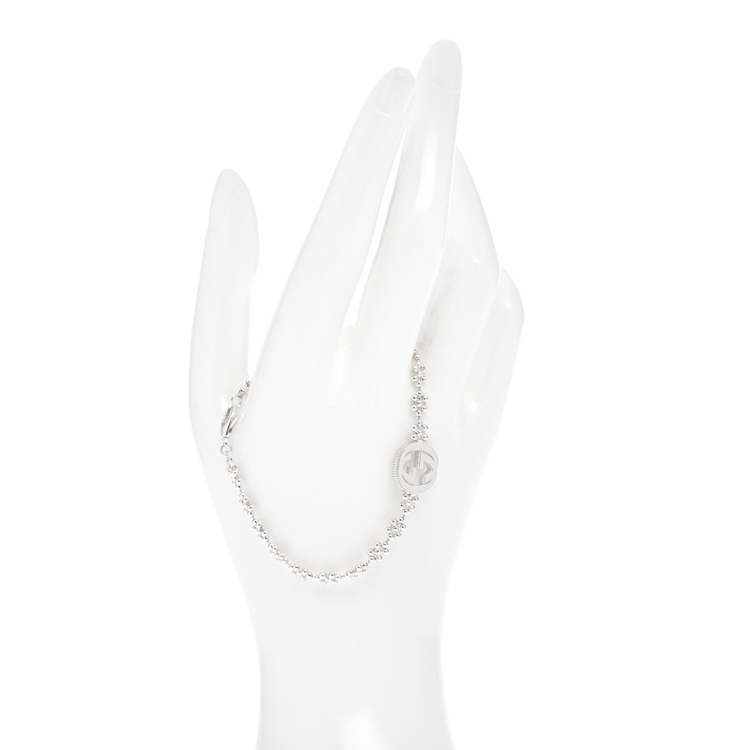 Gucci Sterling Silver Interlocking GG Beaded Flower Bracelet 2 of 4