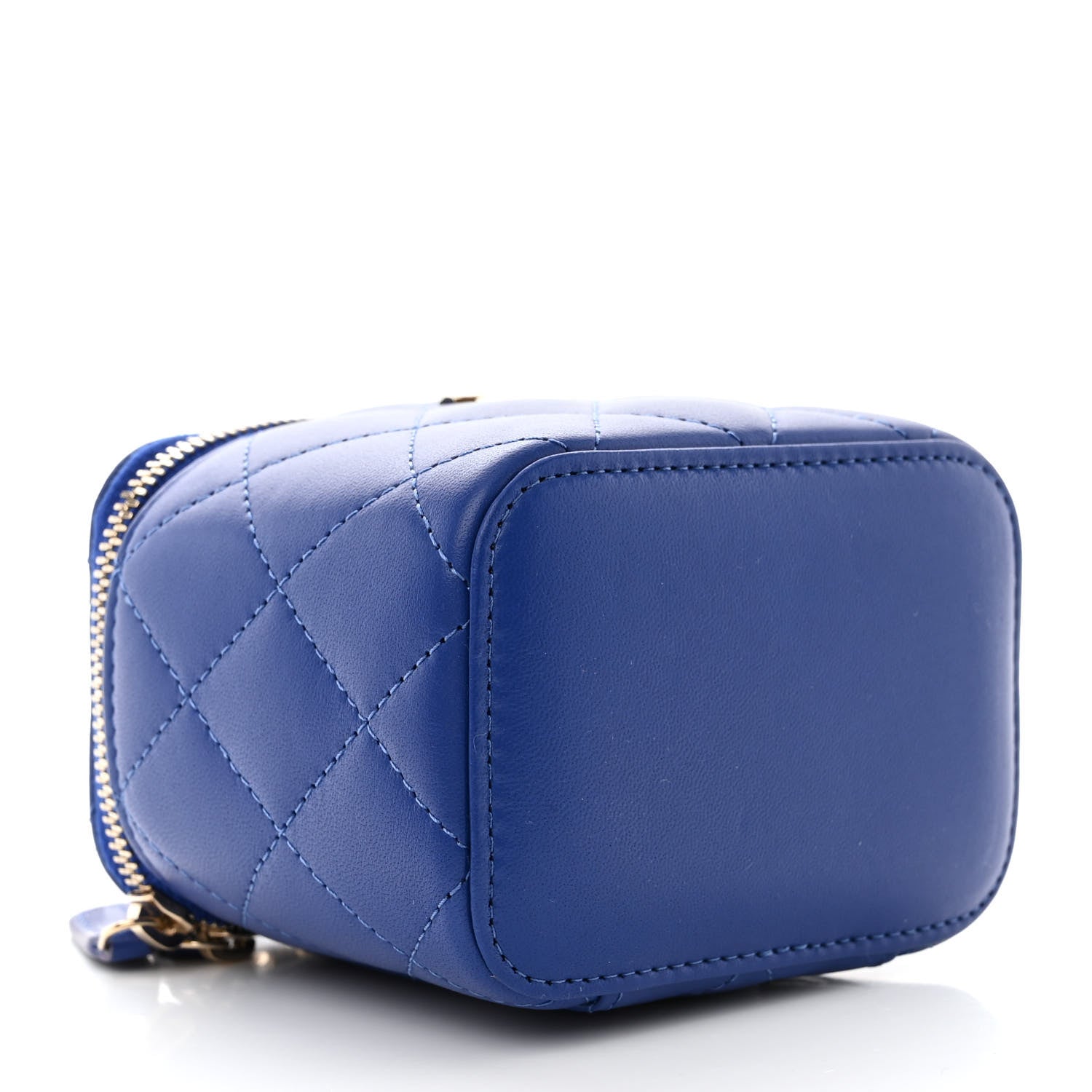 Chanel Lambskin Quilted Top Handle Mini Vanity Case With Chain Blue 4 of 11