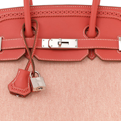 Hermes Swift Toile Ghillies Birkin 35 Rosy 8 of 16