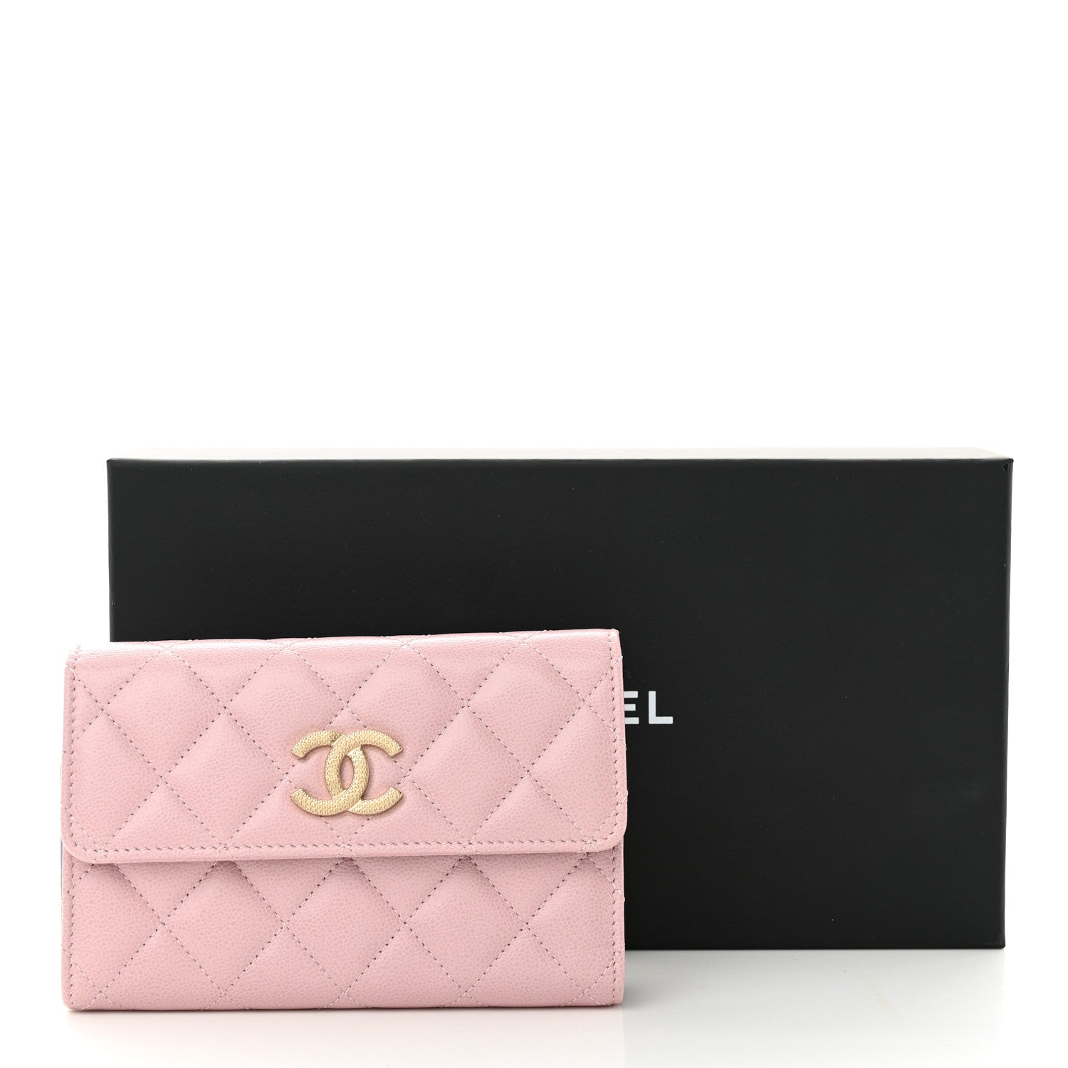 Chanel Caviar Quilted Studded CC Medium Flap Wallet Pink 9 of 9