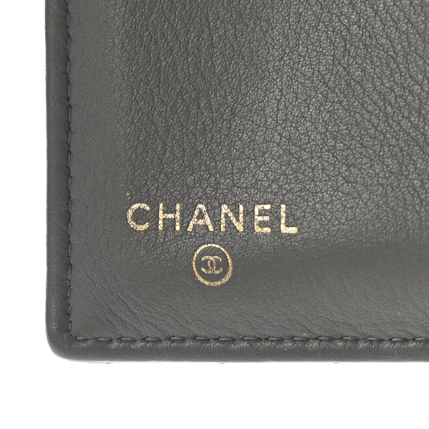 Lambskin Quilted Compact Boy Wallet Dark Grey