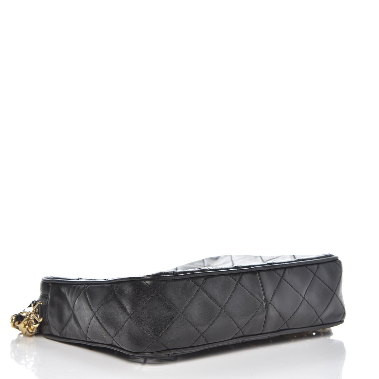 Lambskin Quilted CC Tassel Camera Case Black