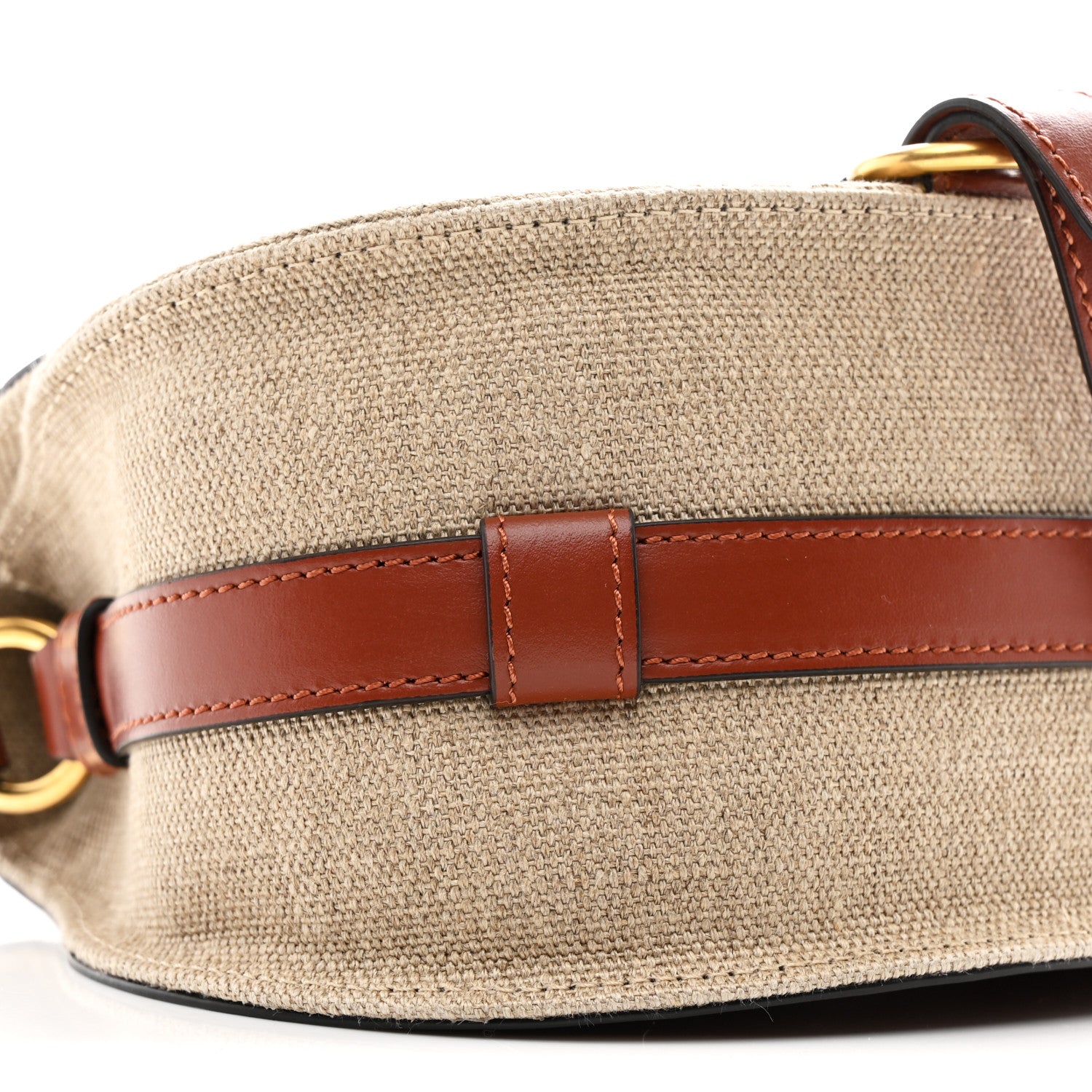 Chloe Linen Calfskin Small Marcie Saddle Bag Sepia Brown 9 of 10