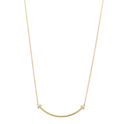 Tiffany 18K Yellow Gold Small T Smile Pendant Necklace 1 of 5