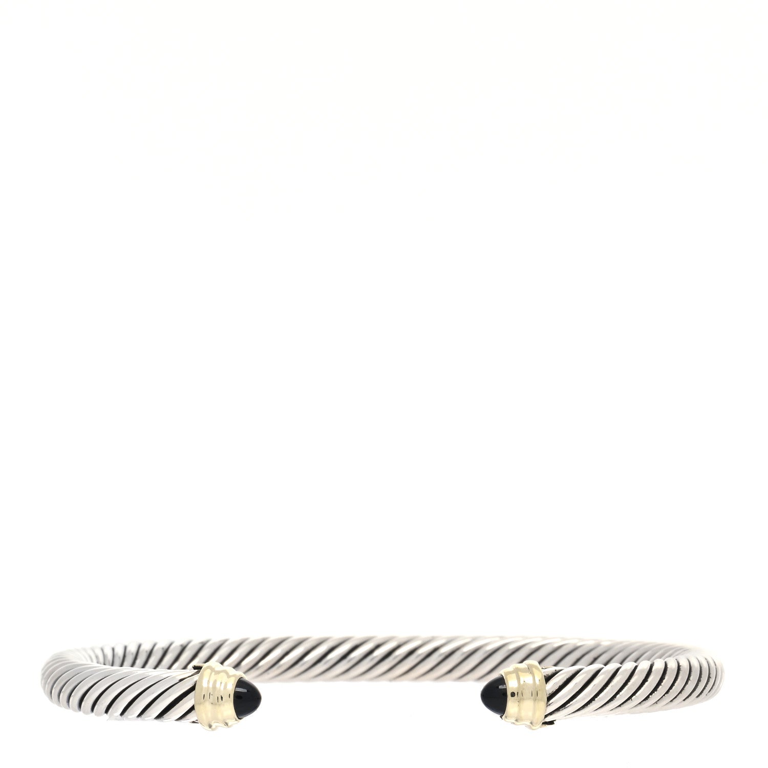 David Yurman Sterling Silver 14K Yellow Gold Black Onyx 5mm Cable Classics Petite Color Bracelet 1 of 4