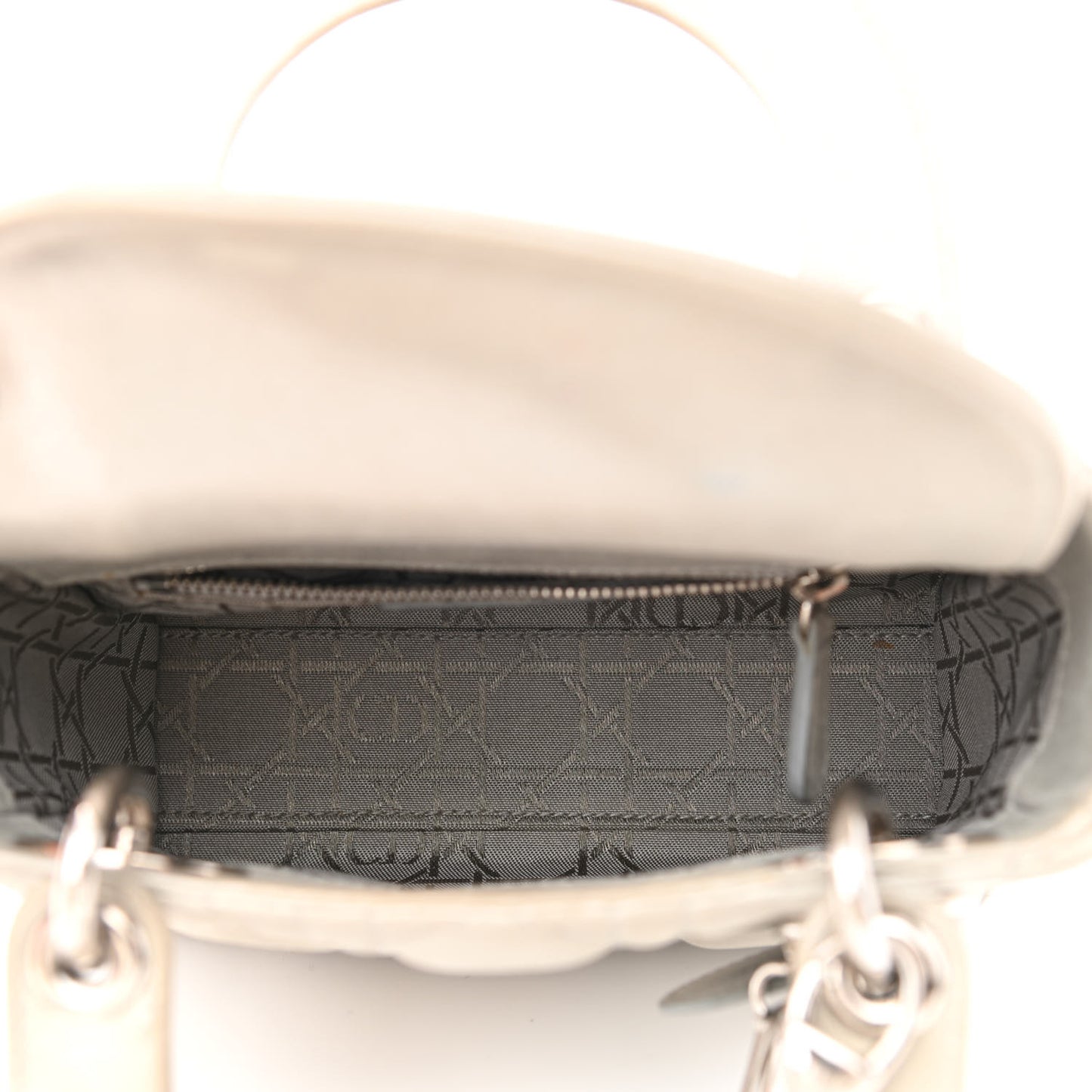 Metallic Nubuck Cannage Mini Lady Dior Silver