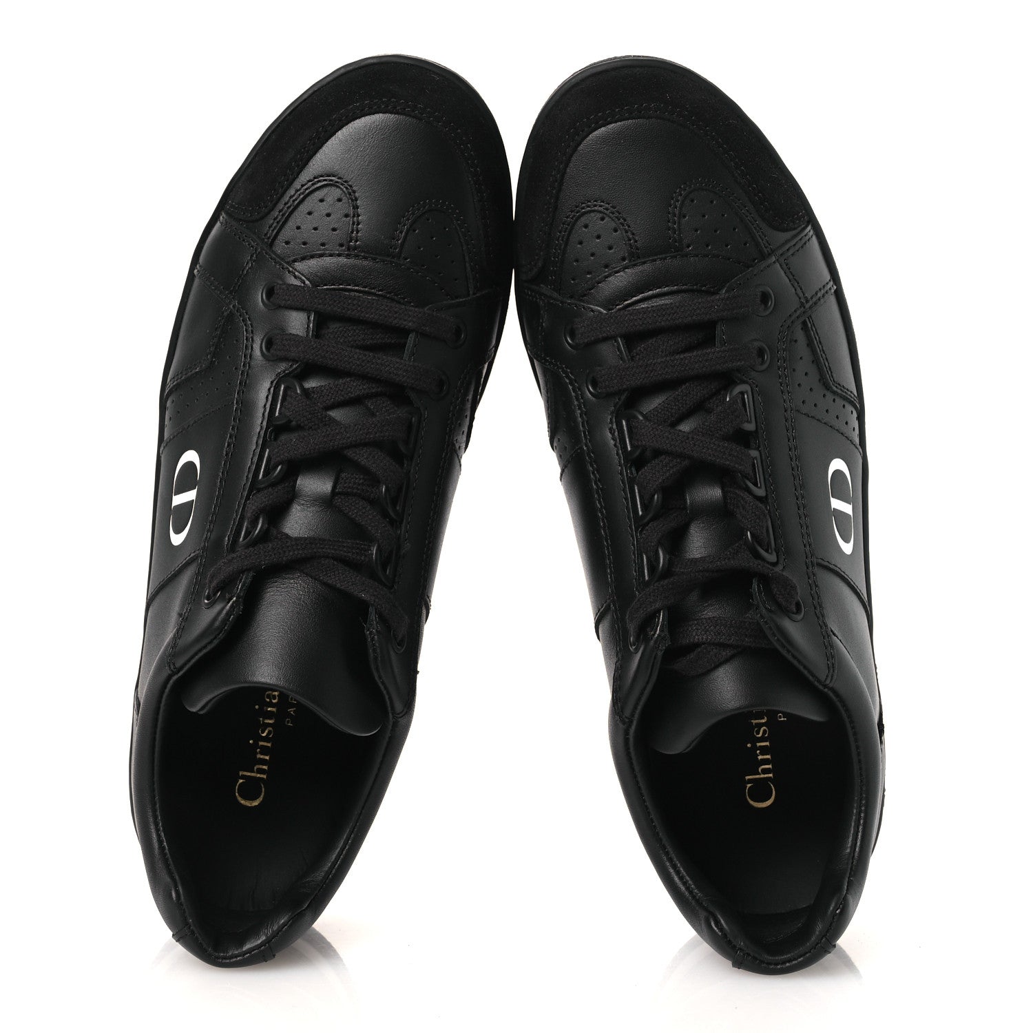 Christian Dior Calfskin Suede Logo Sneakers 36.5 Black 2 of 12