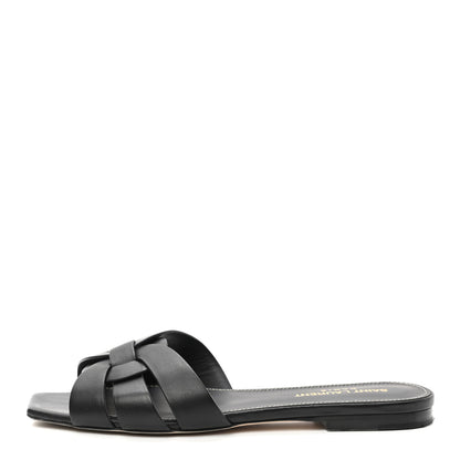 Saint Laurent Calfskin Tribute 05 Slide Sandals 36 Black 1 of 9