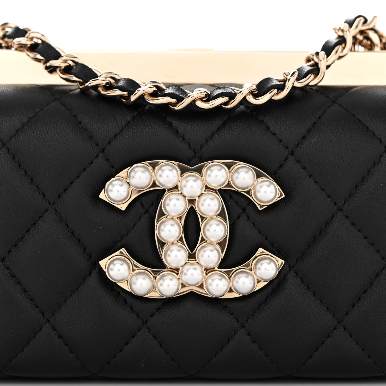 Chanel Lambskin Quilted Pearl CC Vanity Case Black 8 of 12