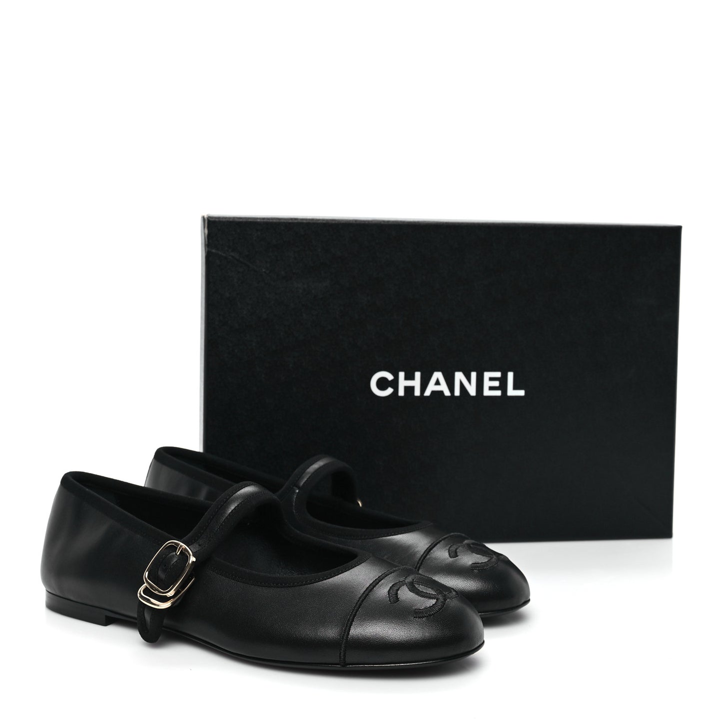 Lambskin Mary Jane Flats 37.5 Black