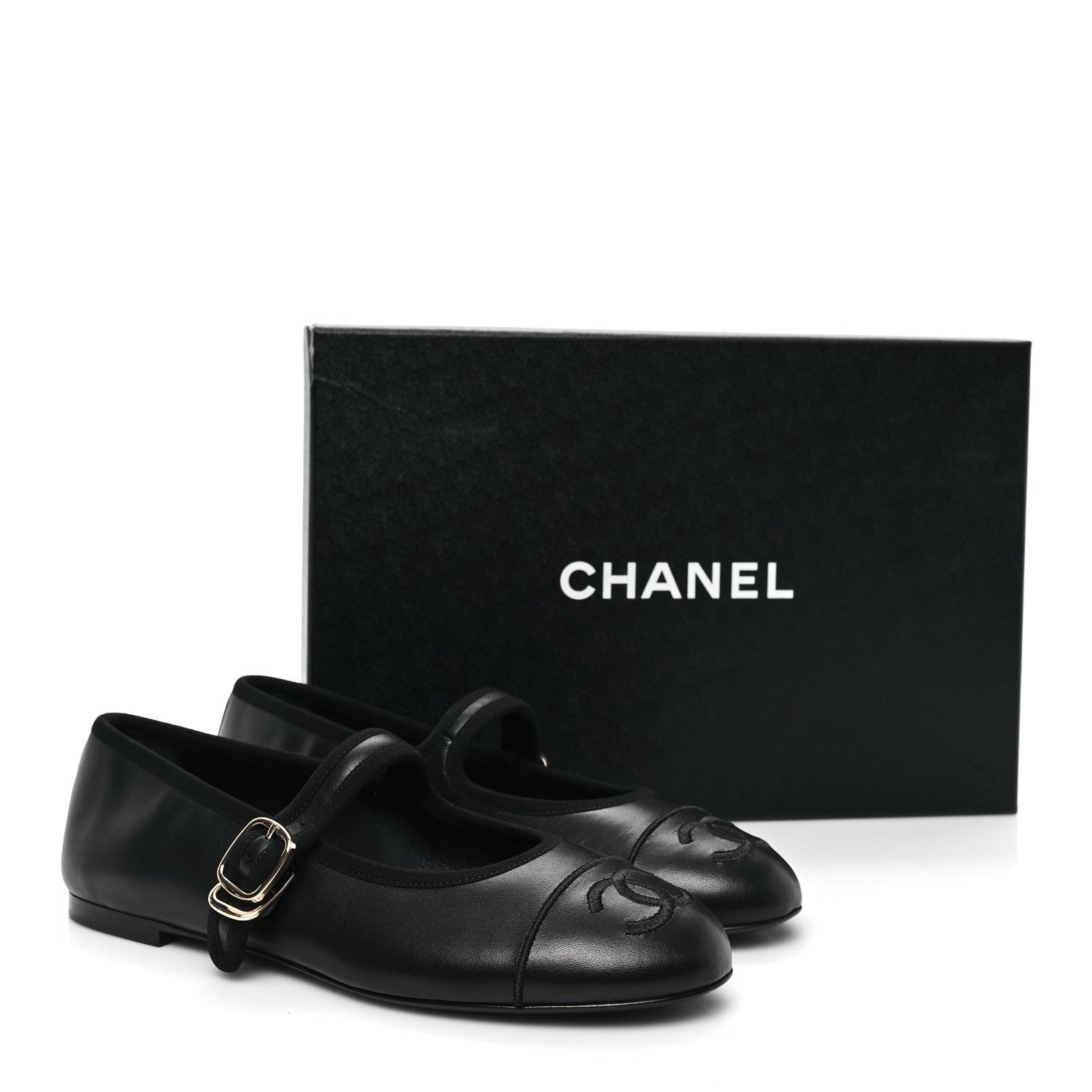 Chanel Lambskin Mary Jane Flats 37.5 Black 10 of 10
