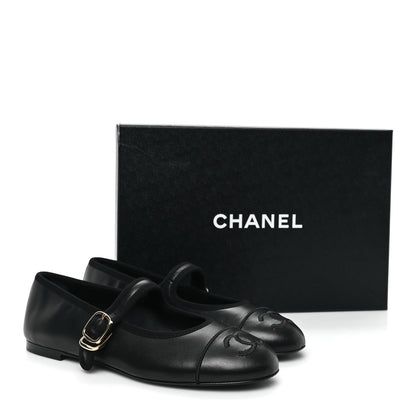 Chanel Lambskin Mary Jane Flats 37.5 Black 10 of 10