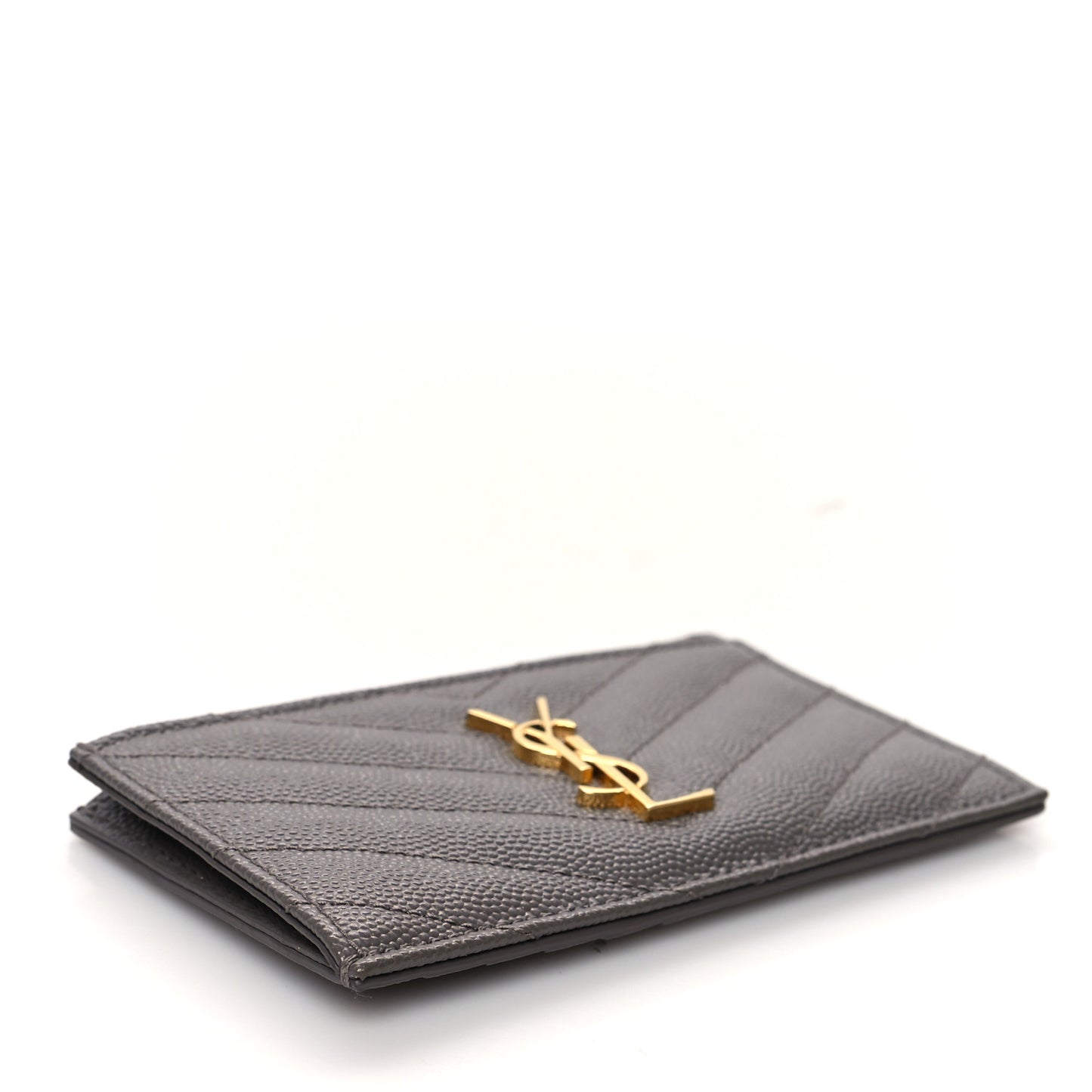 Grain De Poudre Matelasse Chevron Monogram Fragments Zippered Card Case Fog