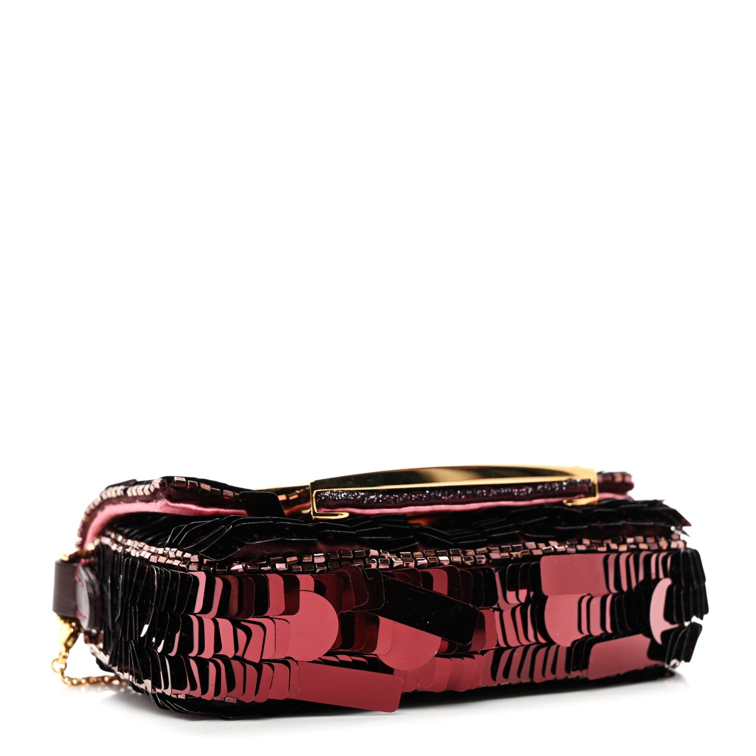 Fendi Sequin Paillettes Shiny Nappa Sex and the City Nano Maxi Buckle Baguette Charm Ciclamino Pilar 4 of 11