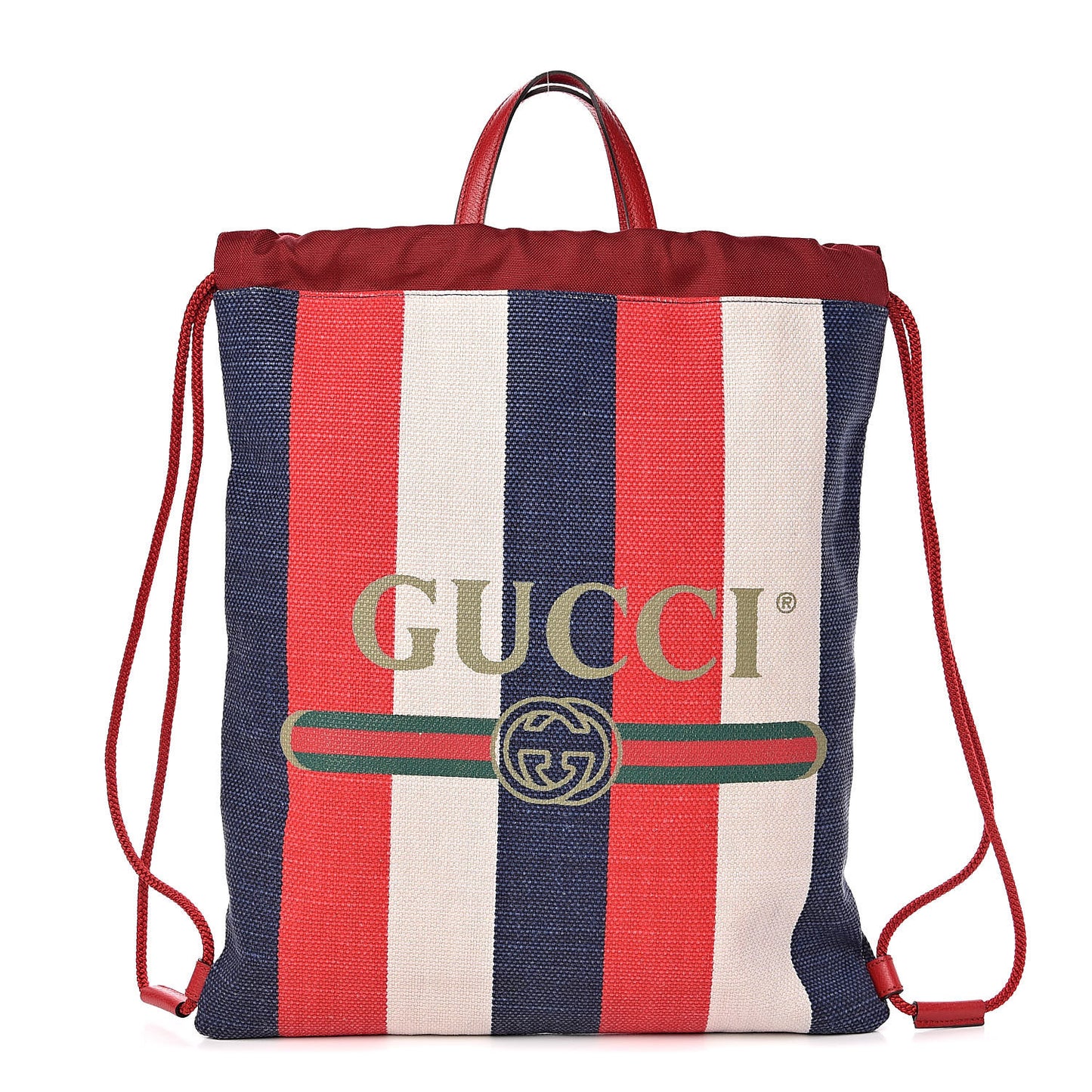 Canvas Logo Sylvie Stripe Drawstring Backpack Red