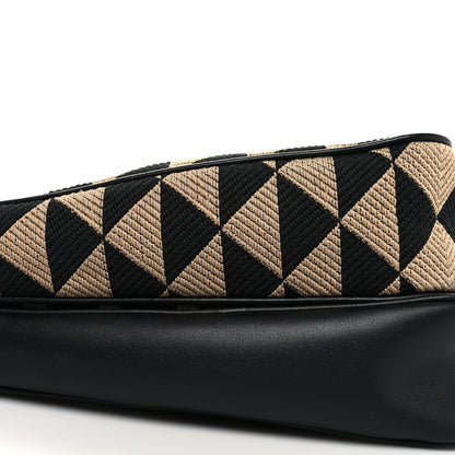 Prada Jacquard Calfskin Triangolo Symbole Embroidered Mini Triangle Double Bag Black Corda 9 of 10