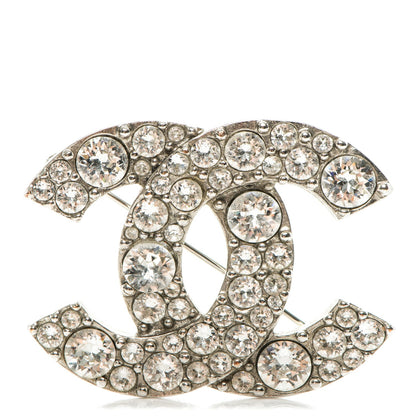Chanel Crystal Large CC Brooch Silver 1 of 4