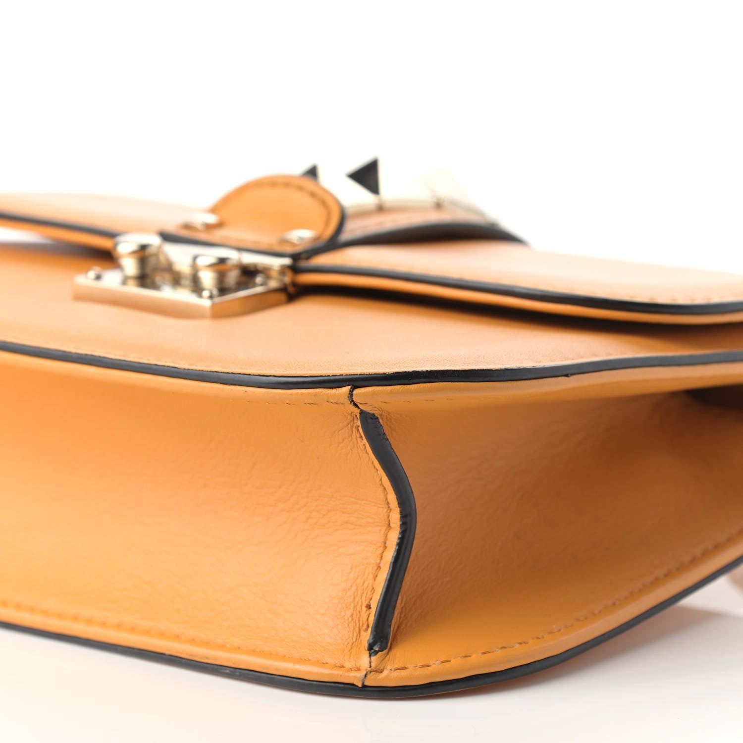 Valentino Garavani Vitello Small Glam Lock Rockstud Flap Mandarin Sorbet 6 of 12