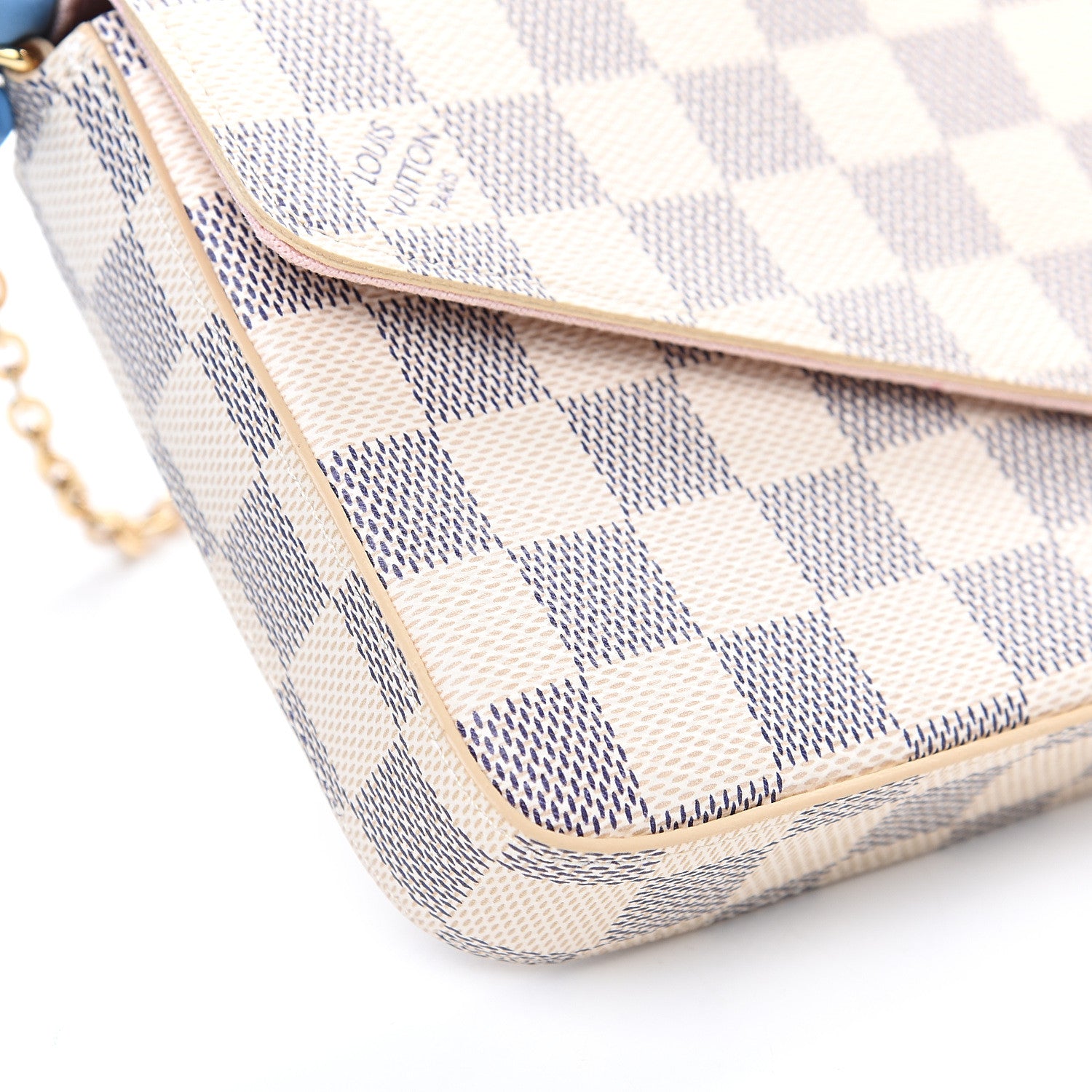 Louis Vuitton Damier Azur Pochette Felicie Chain Wallet Rose Ballerine 8 of 13