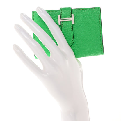 Hermes Chevre Mysore Mini Bearn Wallet Vert Comics 2 of 9