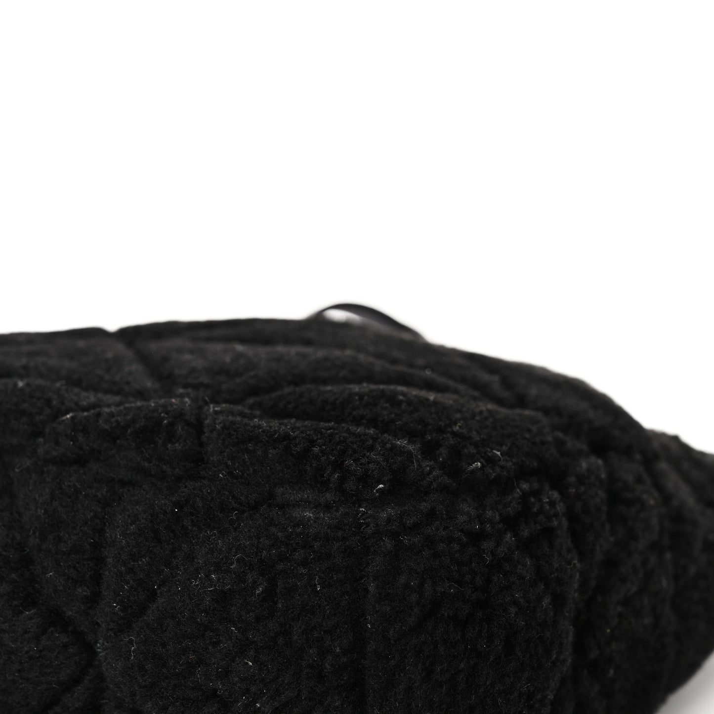 Shearling Nappa Triangle Quilted Patchwork System Shoulder Bag Black