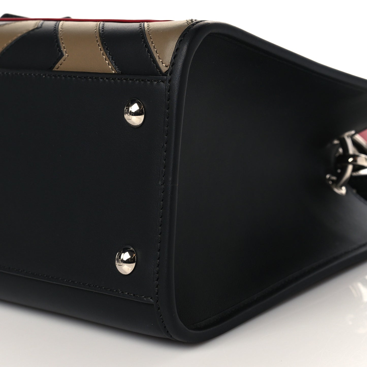 Vitello Century F is Fendi FF Diagonal Inlay Small Runaway Satchel Fango Black Fragola
