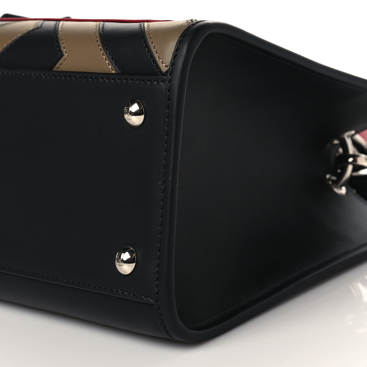 Fendi Vitello Century F is Fendi FF Diagonal Inlay Small Runaway Satchel Fango Black Fragola 8 of 9