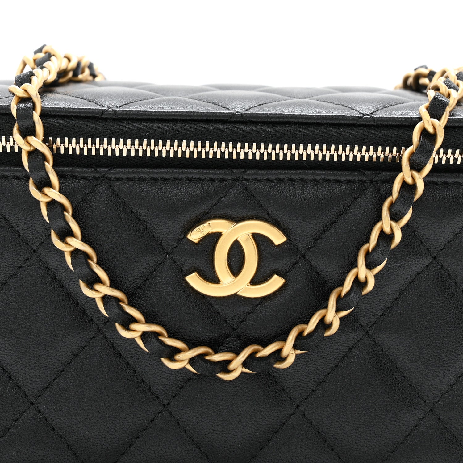 Chanel Lambskin Quilted Small Heart Vanity Case With Chain Black 8 of 11