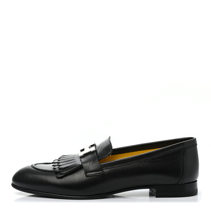Hermes Goatskin Womens Royal Loafers 38 Black 2 of 20