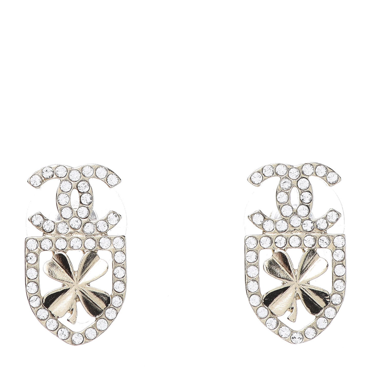 Crystal CC Sergeant Chanel Earrings Gold