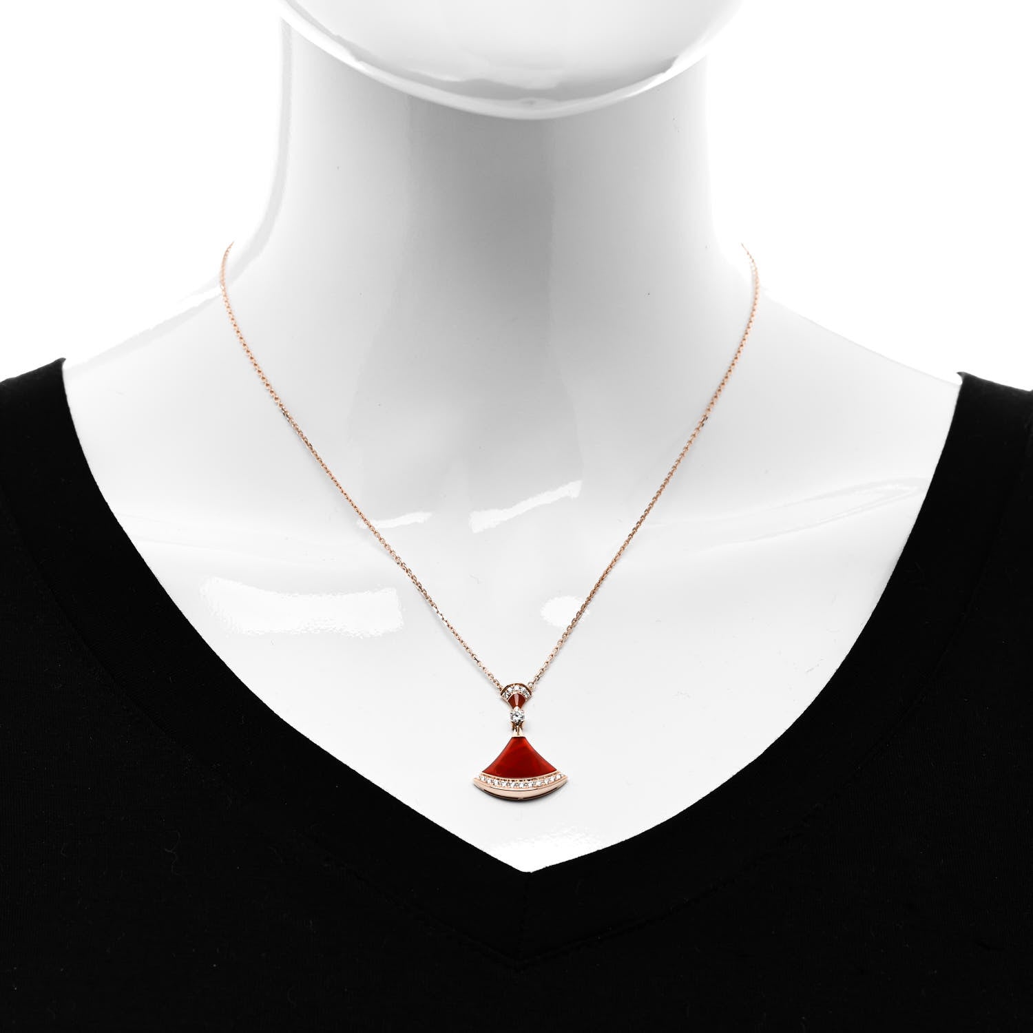 Bulgari 18K Rose Gold Diamond Carnelian Large Divas' Dream Pendant Necklace 2 of 8
