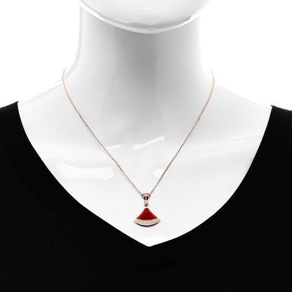 Bulgari 18K Rose Gold Diamond Carnelian Large Divas' Dream Pendant Necklace 2 of 8