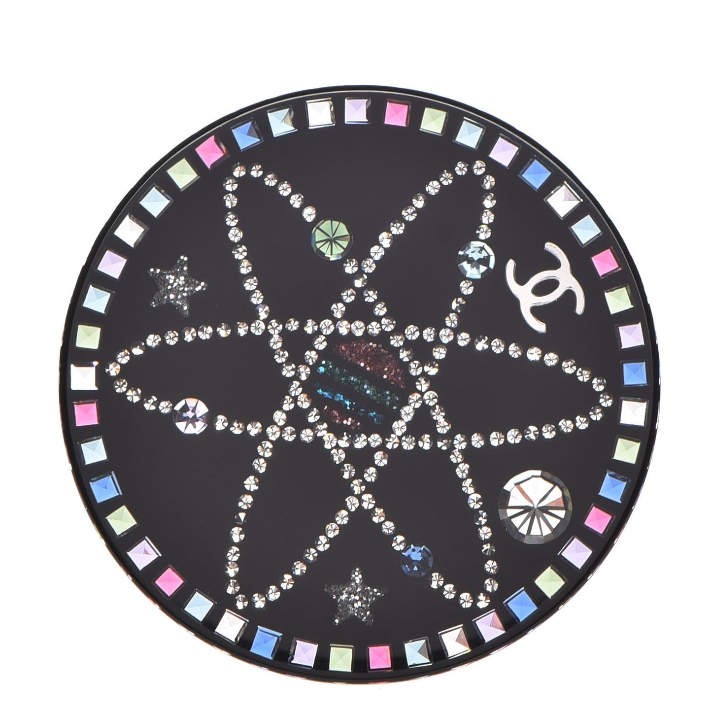 Glittered Resin Strass Brooch Black Pink