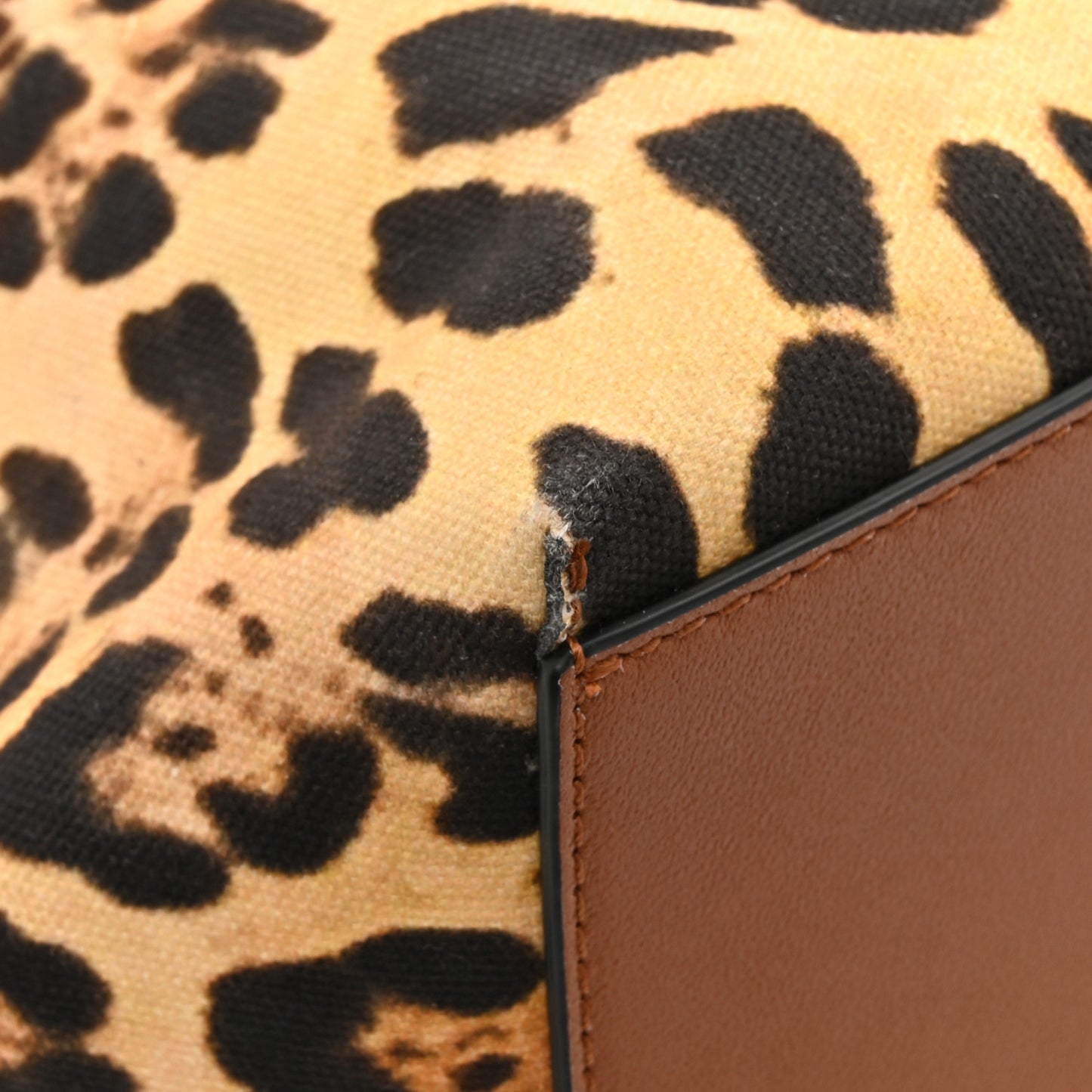Canvas Nappa Leopard Print Rockstud Tote Brown