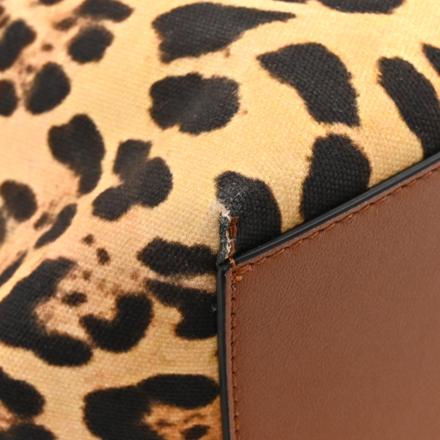 Valentino Garavani Canvas Nappa Leopard Print Rockstud Tote Brown 11 of 13