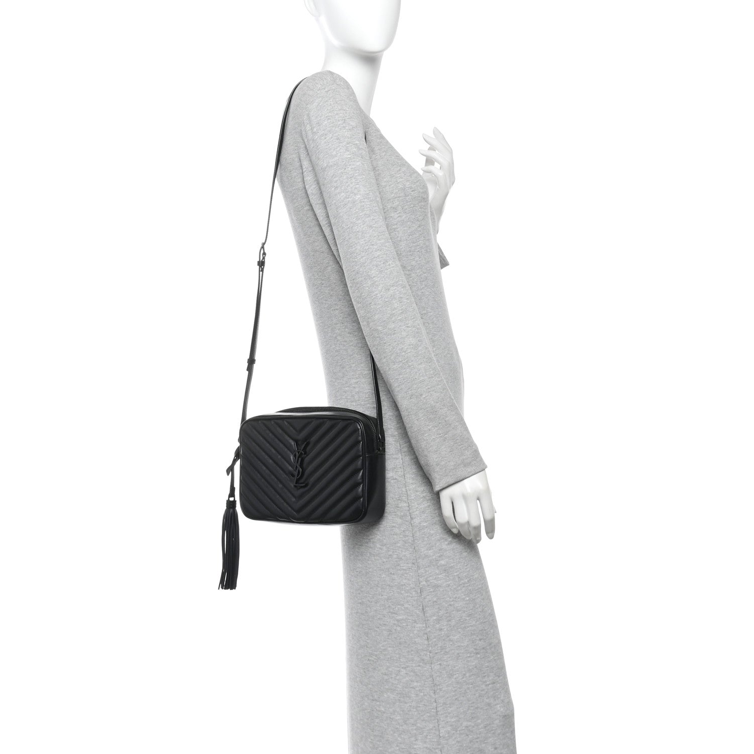 Saint Laurent Calfskin Matelasse Monogram Monochrome Lou Camera Bag Black 2 of 11