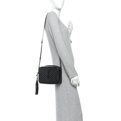 Saint Laurent Calfskin Matelasse Monogram Monochrome Lou Camera Bag Black 2 of 11